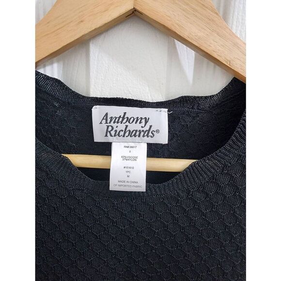 Lot of two Anthony Richard's womens medium black white blouse stretch knit - Picture 7 of 8